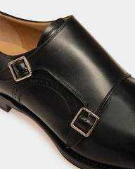 Scardino Men's Leather Monk Strap Shoe In Black
