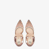 Pink mesh and crystals high-heeled sling backs