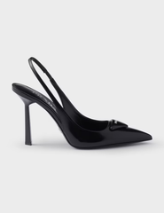 Brushed leather slingback pumps