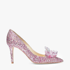 Rose Mix Suede and Crystal Covered Pointy Toe Pumps