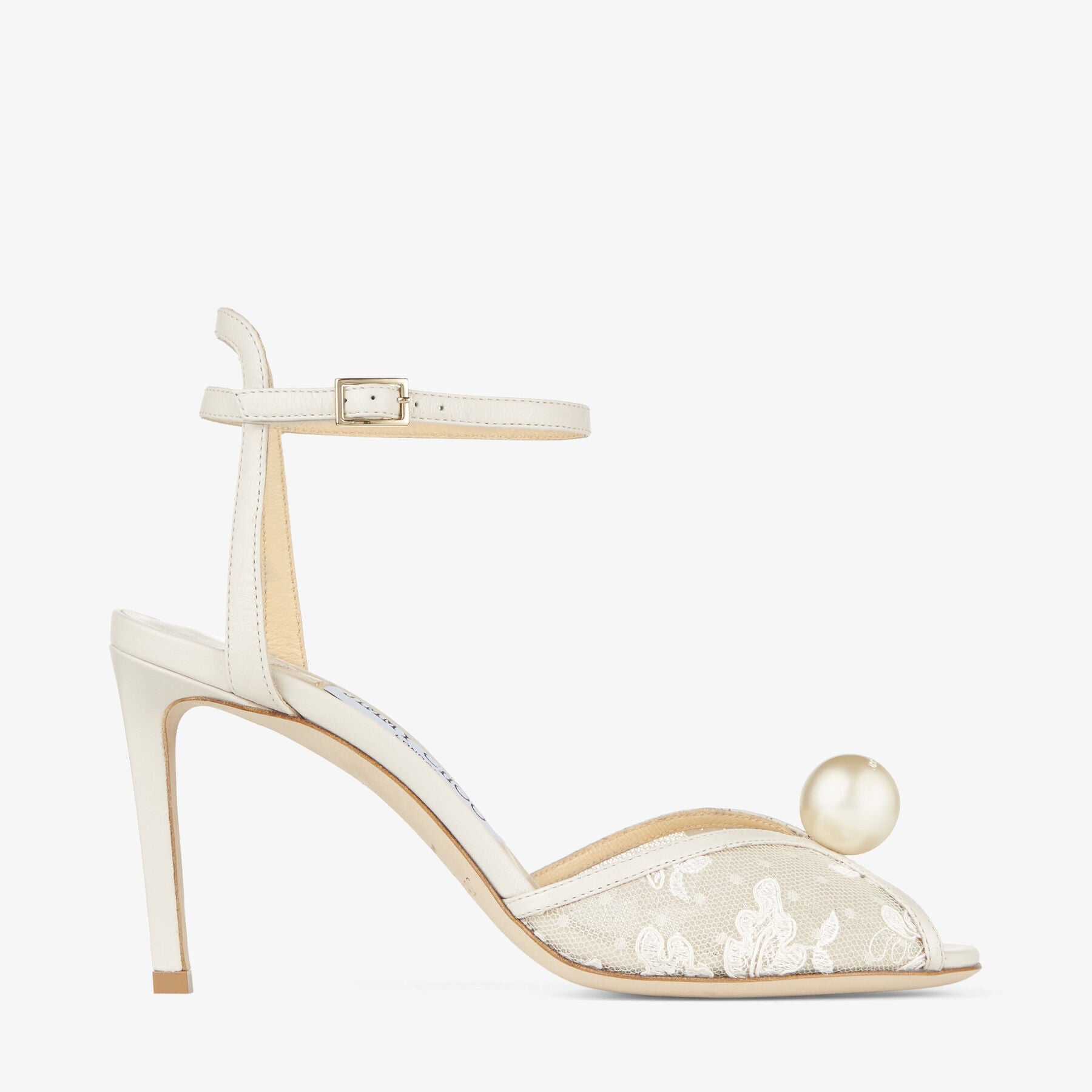 Floral Lace Sandals with Pearl Detail