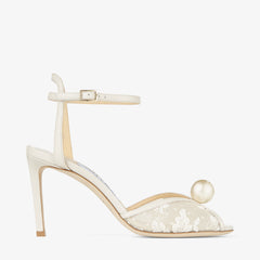 Floral Lace Sandals with Pearl Detail