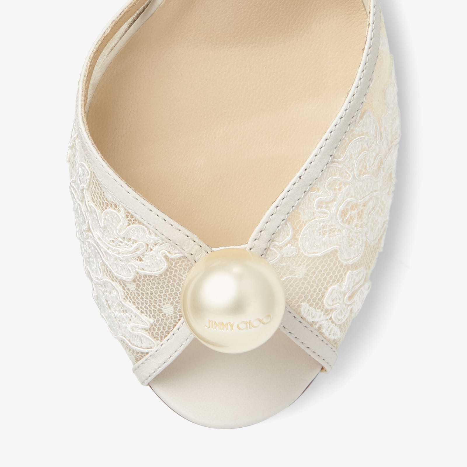 Floral Lace Sandals with Pearl Detail