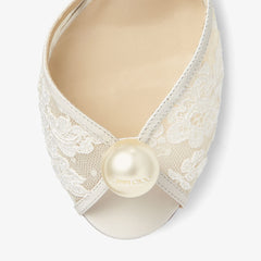 Floral Lace Sandals with Pearl Detail